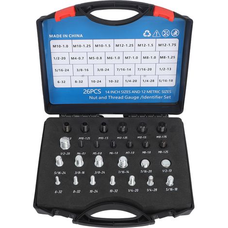 Jeu de 26 jauges de filetage pour écrous et boulons, haute précision, en acier au carbone et ABS, pour la détection des boulons fixes. (1/5)