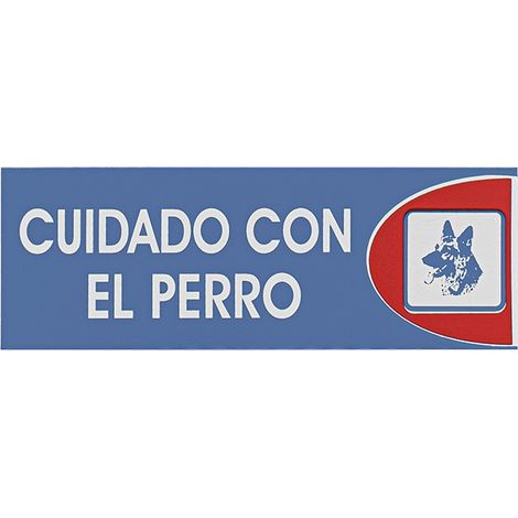 Señal Adhesiva "Cuidado Con El Perro" Plástico 6x18 Cm Alta Durabilidad Interior Y Exterior