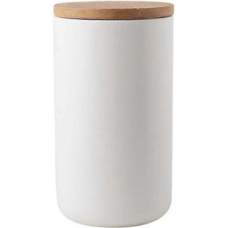 Bocal de conservation alimentaire avec couvercle hermétique en bambou et design moderne, idéal pour le thé en vrac, le café, les épices, les noix et les en-cas. Contenance : 1 000 ml (33,81 oz). (1/5)