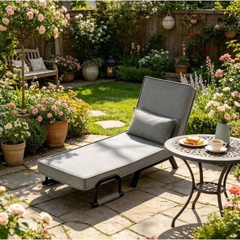 Fauteuil convertible 65x78x75 cm en lin gris, gain de place pour salon, FLORAGRACE (1/5)