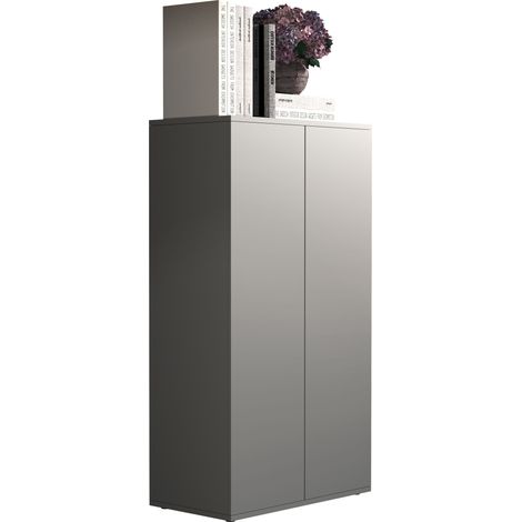 VCM Cassettiera in legno  Bordo con ante girevoli  Dimensioni ca. A. 108 x L. 60 x P. 32 cm - Dalosa 3 (Grigio) (1/2)