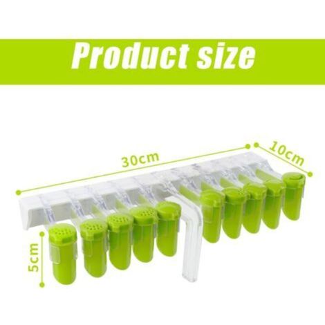 Estante para especias de pared, soporte para especias sin taladrar, organizador de especias colgante para paquetes de especias con 10 clips, estante giratorio de tres salidas para especias. (1/3)