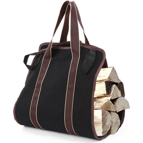 Sac à bois en toile robuste, transporteur de bûches pour cheminée, camping, poêle à bois et plage, porte-bûches pratique avec anses renforcées. (1/5)