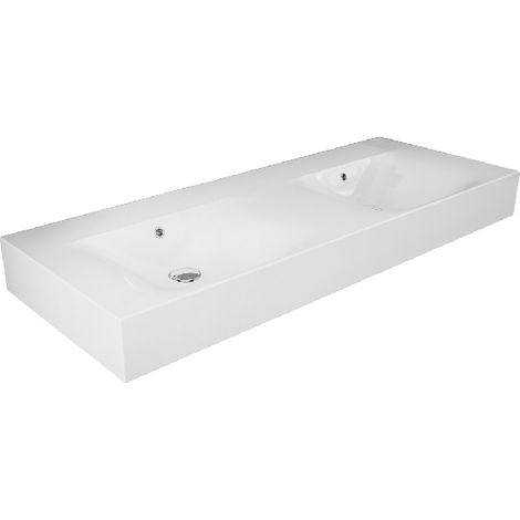 Doppio lavabo sospeso L120 cm serie Des senza foro per rubinetto (1/2)