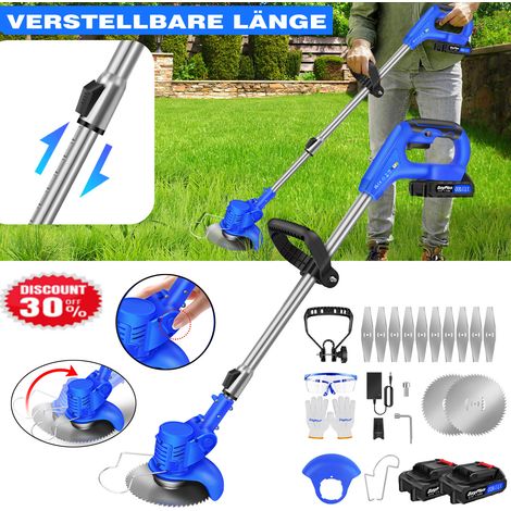 Coupe-bordure sans fil 21V Débroussailleuse Coupe-bordure avec 2X batteries accessoires