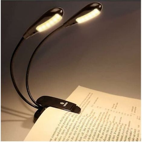 Lampe de lecture/pupitre de musique rechargeable à 12 LED, lampe de lecture à clipser dans le lit