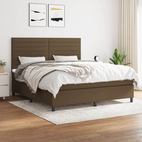 Sommier à lattes de lit avec matelas Marron foncé 160x200 cm (1/5)