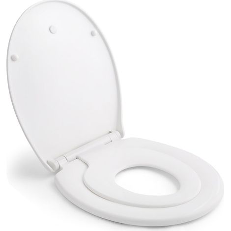Lunette de Toilette avec Siège Enfant Magnétique, Frein de Chute et Charnière Réglable, Abattant WC en Polyéthylène pour Adultes et Enfants (447 x 371 x 55 mm), U Forma, Blanc (1/5)