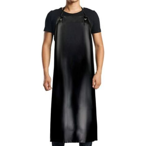 PVC waterproof apron - 120x90cm, black, for men and women, waterproof and oil-proof, suitable for cleaning, laboratory work, slaughtering, dog care (1/5)