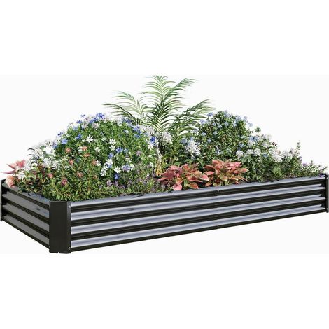 Hochbeet-Set verzinktes Metall Pflanzbeet 232x113x30 cm Gemüse Blumen Kräuter (1/5)