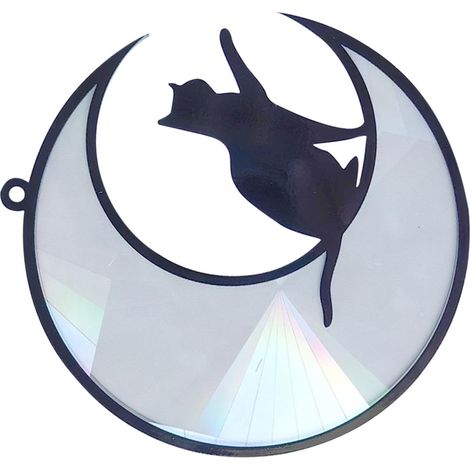 Acryl Fensterhänger Mondkatze Sonnenfänger Buntglas