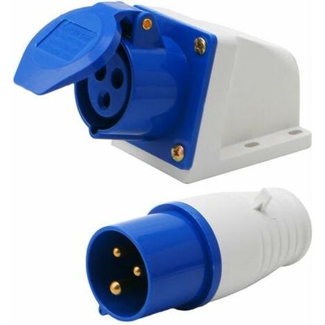 Industrial Socket 16 Amp 3 Pin 220-250V Waterproof IP44 2P+E 3 Phase 16A Suitable for RV Motorhome Caravan Motorhome (1/5)