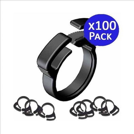 Lot de 100 colliers de serrage, noir, 16 mm, plastique, pour tuyau irrigation goutte à goutte, jardin agriculture (1/5)