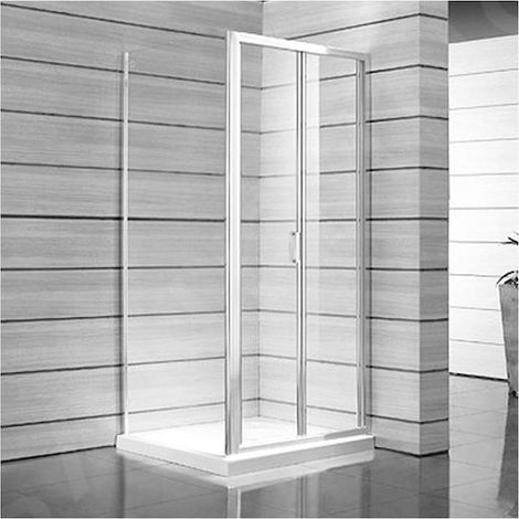 Jika Lyra plus - Porte de douche pliante 900 G/D, verre avec bandes décoratives , blanc H2553820006651 (1/2)