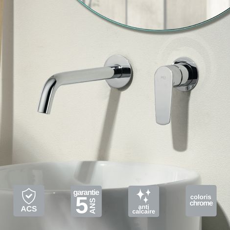 Robinet Mitigeur Lavabo Encastré Salle de Bain chromé – Anti-Calcaire – Design moderne - BELGICA IMEX (1/5)