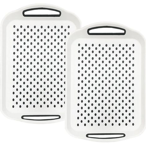Plateau Repas Antidérapant - Bord Rehaussé 6 Cm - Pour Lit Et Canapé - Lot De 2 Blancs (1/5)