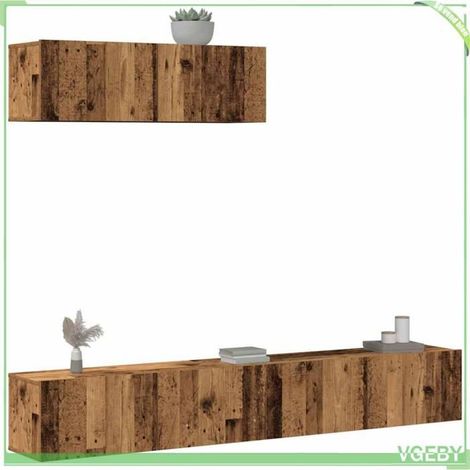 Ensemble meuble TV mural (3 pcs) - FAF7291712446689 - bois d'ingénierie - vieux bois - 100x30x30 cm (1/5)
