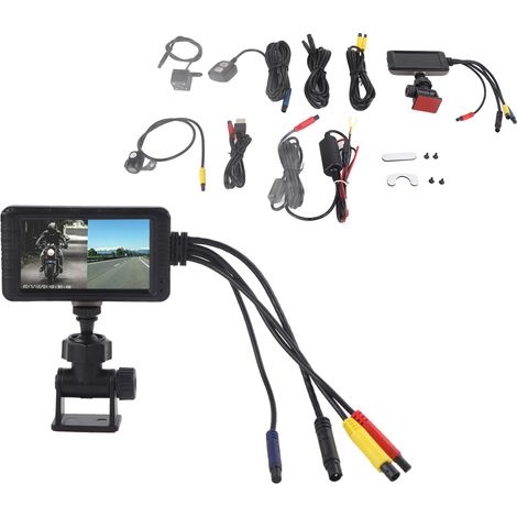 Caméra embarquée moto double lentille 1080P HD 3 pouces, moniteur de circulation enregistreur de conduite universel (1/5)