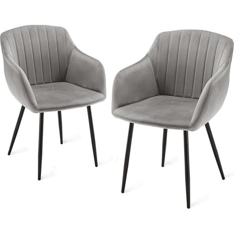 Goeurvant Sillas de comedor minimalistas con asiento ancho y reposabrazos ergonómicos, combinación de confort y elegancia - Juego de 2 - Gris claro