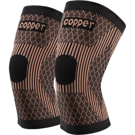 Protège-genoux KkvoGmle en nylon et fibre de cuivre, respirant, noir/cuivre, taille unique, pour sport et travail