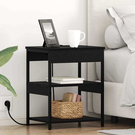 vidaXL  Bedside Cabinet  2 pcs Black Oak 41 x 31 x 51 cm Engineered Wood