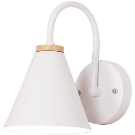 Moderne Wandleuchte aus Holz, minimalistische Retro-Wandleuchte (Weiß), skandinavische Wandlampe für Wohnzimmer, Schlafzimmer, Arbeitszimmer, Veranda, Flur, E27 (1/5)