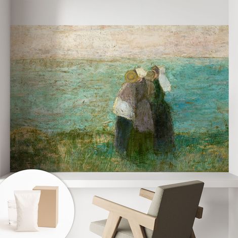 Papier peint intissé mural pour salon chambre à coucher tendance et originale - Colle incluse gratuite Reflet en bord de mer 104x70 cm (1/5)
