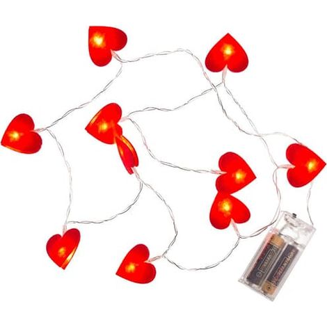 BelleRise - Guirlande lumineuse Cœurs / Guirlande LED - 120 cm - Cœurs rouges (1/4)
