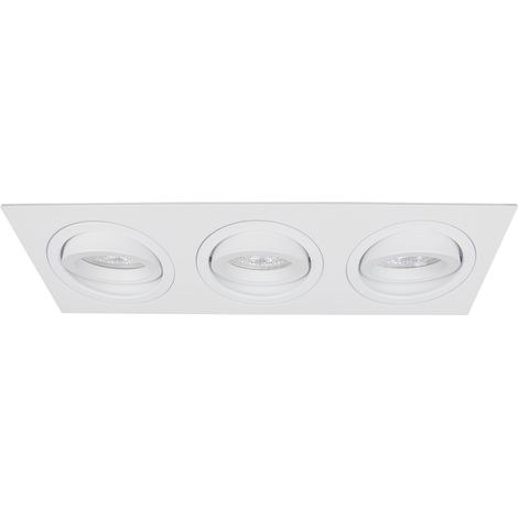 Spot ALU 16 GU10 rectangle 3 têtes orientable, blanc mat IP20 - EUROPOLE - 26213 (1/3)