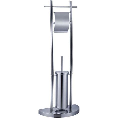 Piantana Bagno Portarotolo e Portascopino Acciaio Cromato da Terra WC Altezza 84
