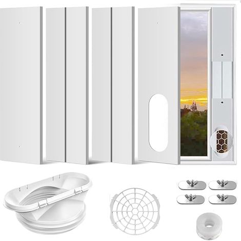 Kit d'aération de fenêtre pour climatiseur - pour Tuyau d'échappement 13&15 cm dans Sens anti-horaire et 13 cm dans Sens horaire, pour fenêtre de 43 à 140cm (1/5)