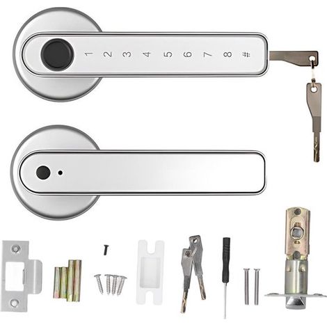Manilla inteligente con lector de huellas dactilares y código: sistema de cierre seguro para puertas de madera y metal. (1/5)