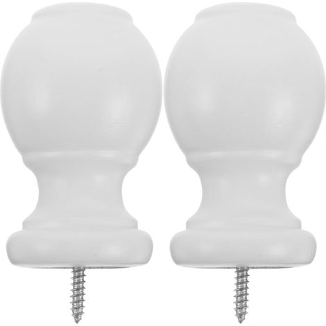 Lot De 2 Embouts De Tringle À Rideaux en Bois Blanc Embouts Décoratifs pour Tringles À Rideaux Remplacement Facile pour Tringle Rideau Bois Blanc Décoration Intérieure pour Salon Et Chambre (1/5)