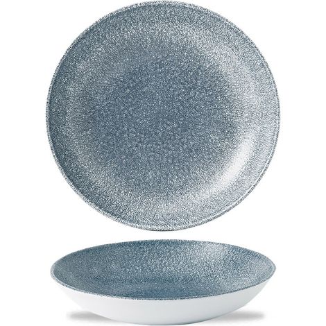 Assiette creuse à coupe Raku Topaz Blue - 182 mm - Finedine