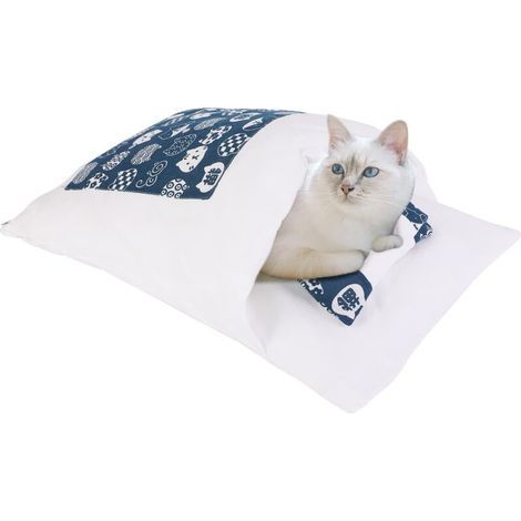 Saco de dormir lavable para gatos, nido para gatos, cama para mascotas, almohada, caseta para gatos, cueva para gatos, cojín extraíble, esterilla/cesta calentita (1/5)