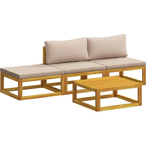 Sofa Set 4 pcs Natural Solid Acacia Wood vidaXL (1/5)