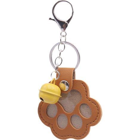 Pet Memorial Keychain, Hanging Pet Hair Keepsake Holder, Cute Dog Paw Print Design, Lightweight, Funeral Keepsake, Dark Yellow (1/5)