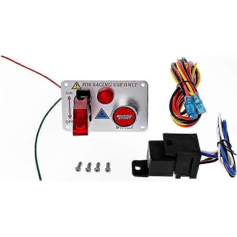 Bouton de démarrage moteur de voiture de course 12V, interrupteur d'allumage à poussoir avec LED rouge, panneau de commande pour tableau de bord, commodité de conduite, remplacement facile, pièce auto (1/5)