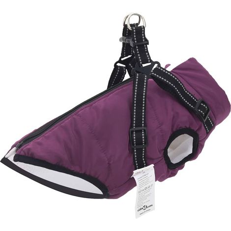 Hundemantel mit Geschirr Wasserdicht Reflektierend Lila L32