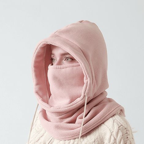 Cagoule, masque de protection contre le vent pour l'hiver, masque de ski chaud en laine, unisexe, cache-cou pour moto et vélo par temps froid (rose) (1/5)