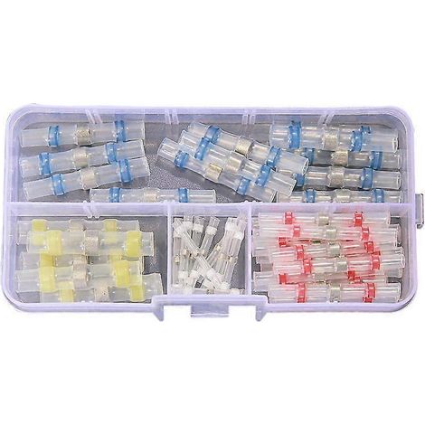 Kit de 50 connecteurs thermorétractables étanches pour câbles électroniques DIY : bornes de commande, gaines de soudure, connecteurs bout à bout isolés. (1/4)