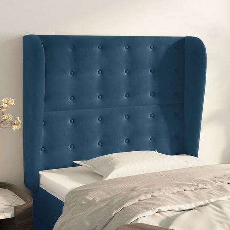 Tête de lit avec oreilles-Panneau de lit avec oreilles Bleu foncé 93x23x118/128 cm Velours 682328 (1/5)