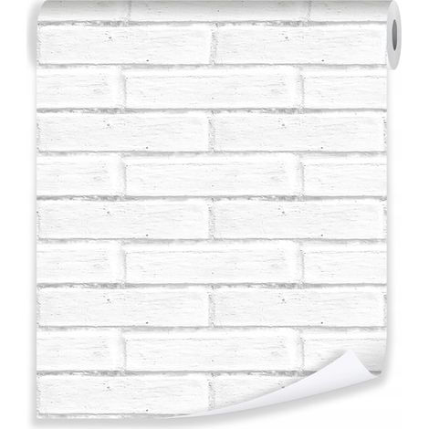 Papier peint brique blanche 3D effet mur déco murale loft – rouleau 0,5 x 10 m intissé Wallarena