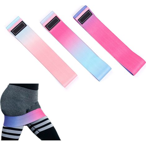 Lot de 3 bandes élastiques en tissu pour fessiers et jambes, idéales pour l'entraînement des femmes. (1/5)