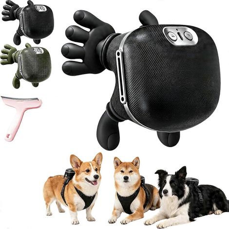 Masseur pour chien avec poignées, masseur apaisant pour animaux de compagnie, noir Brosse de toilettage électrique automatique pour la tête et les pattes, avec 3 vitesses