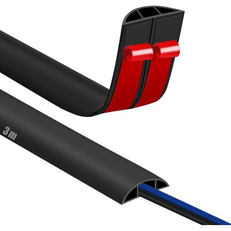 Selbstklebende Kabelkanal-Bodenabdeckung, 3 m x 50 mm, flexibler Kabelschlauch, Schutz für elektrische Kabel, schwarz (1/5)