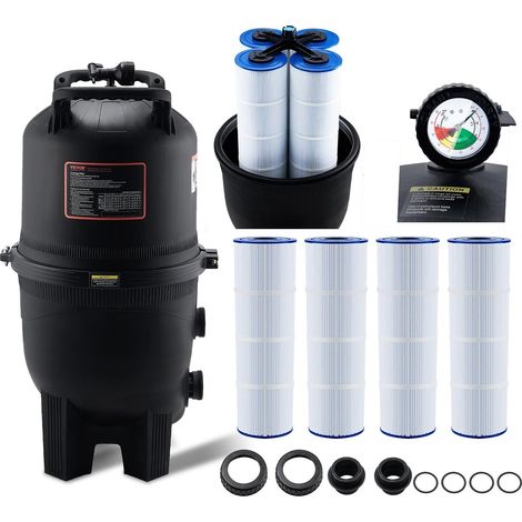 VEVOR Filtro de Piscina de Cartucho \30 m² Filtro de Piscina Enterrada Sistema de Filtración de Piscina sobre el Suelo con Filtro Mejorado a Prueba de Fugas para Jacuzzi, Spa, Piscina Inflable (1/5)