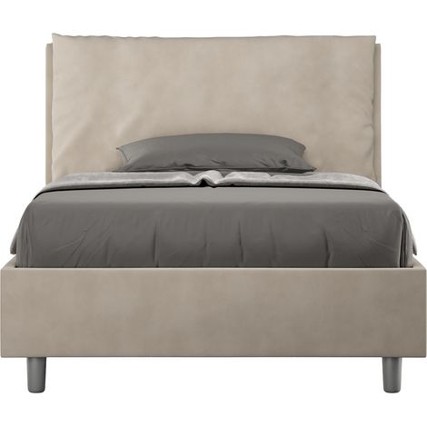 Letto una piazza e mezza rivestito in Microfibra con cuscini xl - ANTEA LARGE - Dimensione Rete: 120x190 - Tipologia Letto: Senza Rete - Colore: Sabbia
