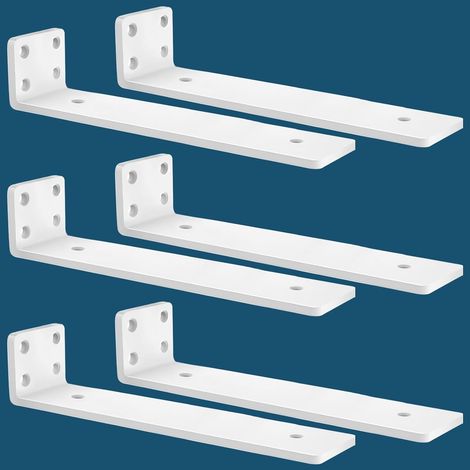 Lot de 6 Equerre Etagere Murale, équerre Industrielle,Equerre Charge Lourde,5 mm D'épaisseur, Support Invisible étagère Murale avec Vis (Blanche,30 cm) (1/5)