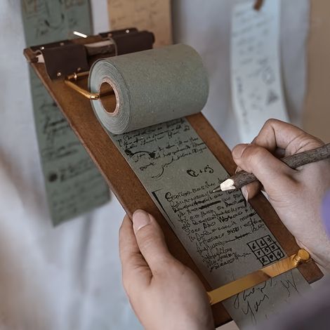 Tableau d'affichage vintage en bois à suspendre avec rouleau de papier, tableau d'affichage mural rechargeable, tableau d'affichage rétro ne nécessitant aucune alimentation électrique (1/5)